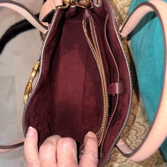 Kate Spade Satchel Crossbody bag pebble leather dusty Rose ♠️ gold tone decor - Picture 13 of 17